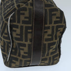 FENDI Zucca Canvas Hand Bag Brown Black goldbs20148