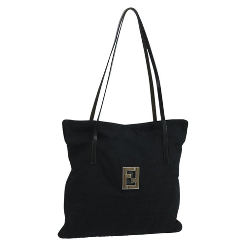 FENDI Zucca Canvas Tote Bag Nylon Leather Black Silverbs20292
