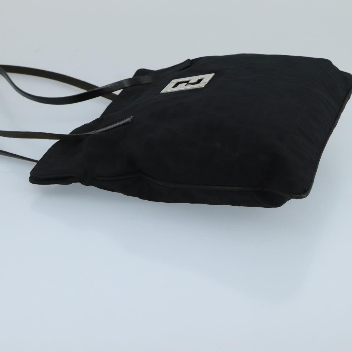 FENDI Zucca Canvas Tote Bag Nylon Leather Black Silverbs20292