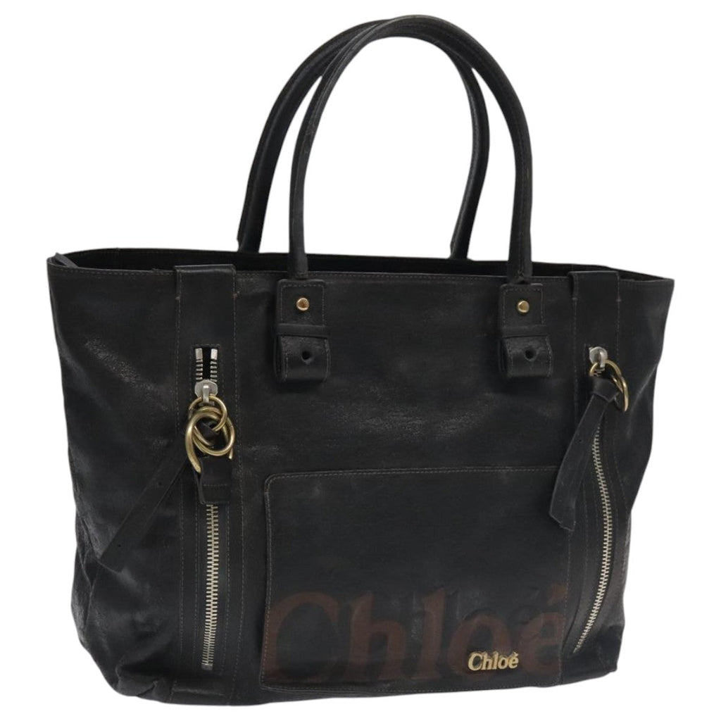Chloe Tote Bag Leather Black Gold bs20406