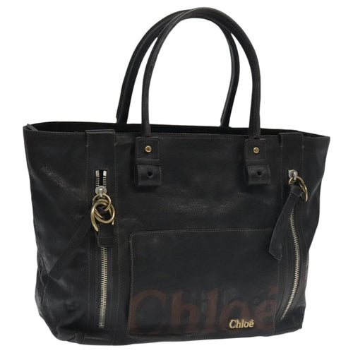Chloe Tote Bag Leather Black Gold bs20406