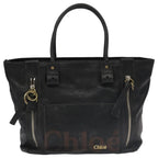 Chloe Tote Bag Leather Black Gold bs20406