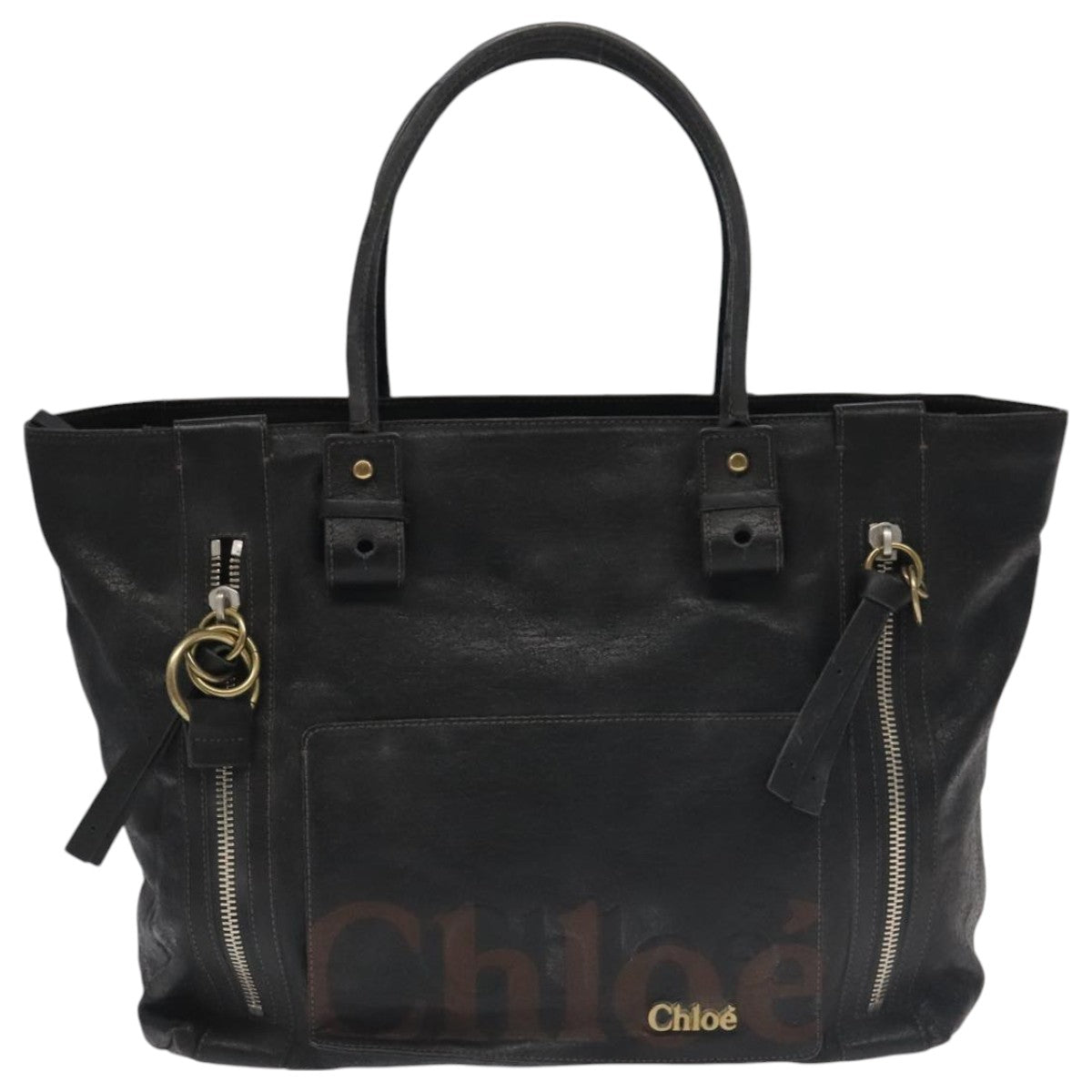Chloe Tote Bag Leather Black Gold bs20406
