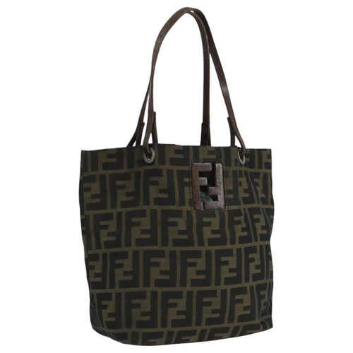 FENDI Zucca Canvas Tote Bag Brown Blackbs20571
