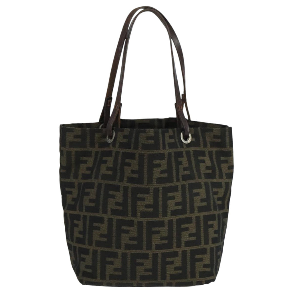 FENDI Zucca Canvas Tote Bag Brown Blackbs20571