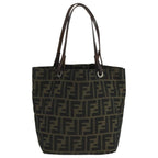 FENDI Zucca Canvas Tote Bag Brown Blackbs20571