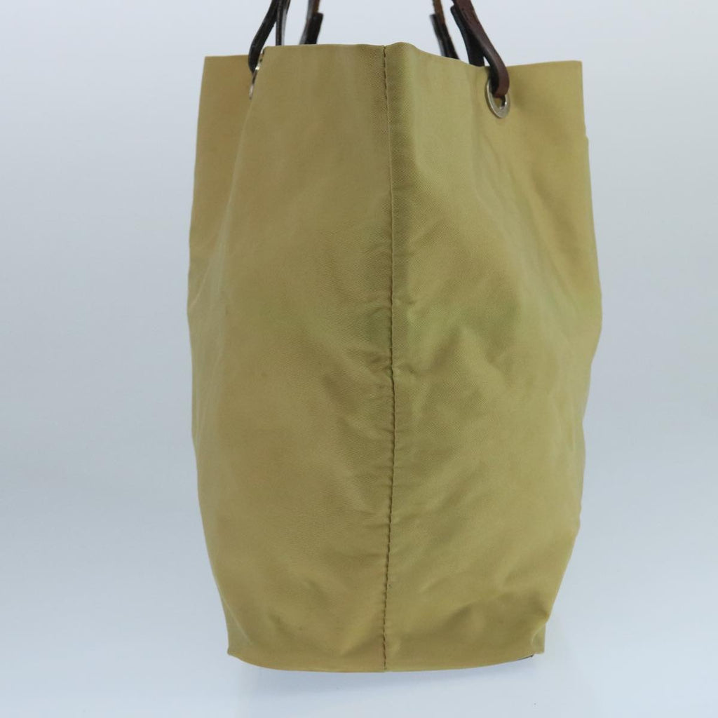 FENDI Tote Bag Nylon Leather Beige Brown Silverbs20576