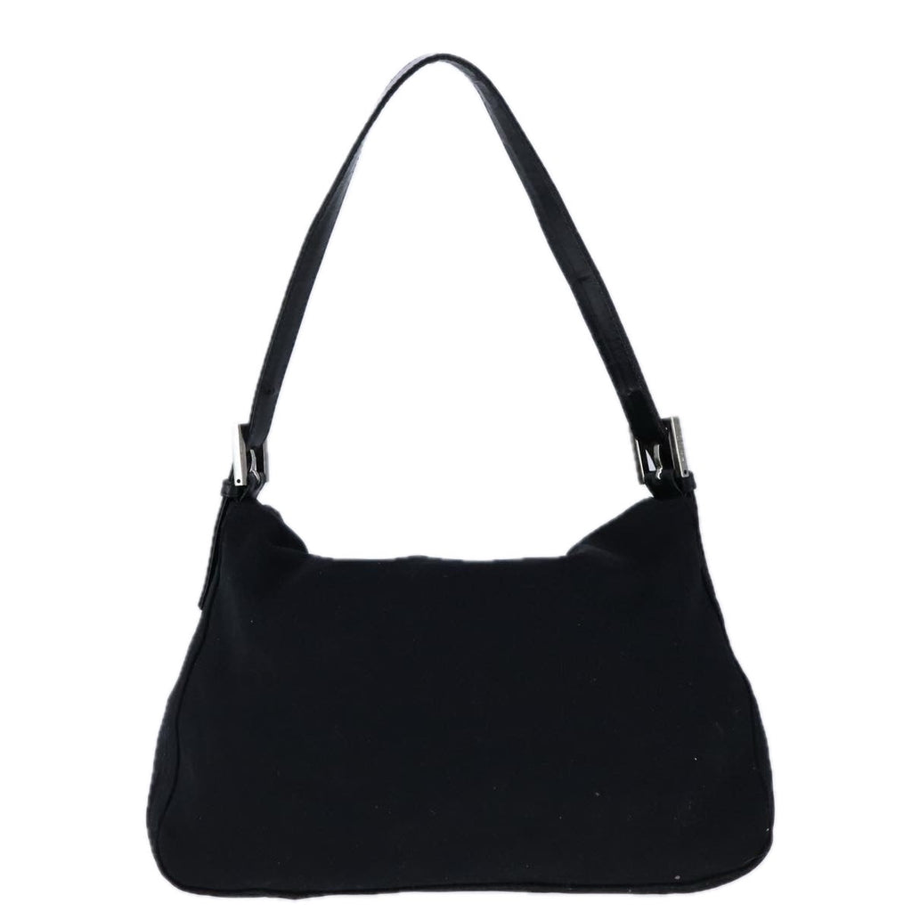 FENDI Mamma Baguette Shoulder Bag Nylon Leather Black Silverbs21311