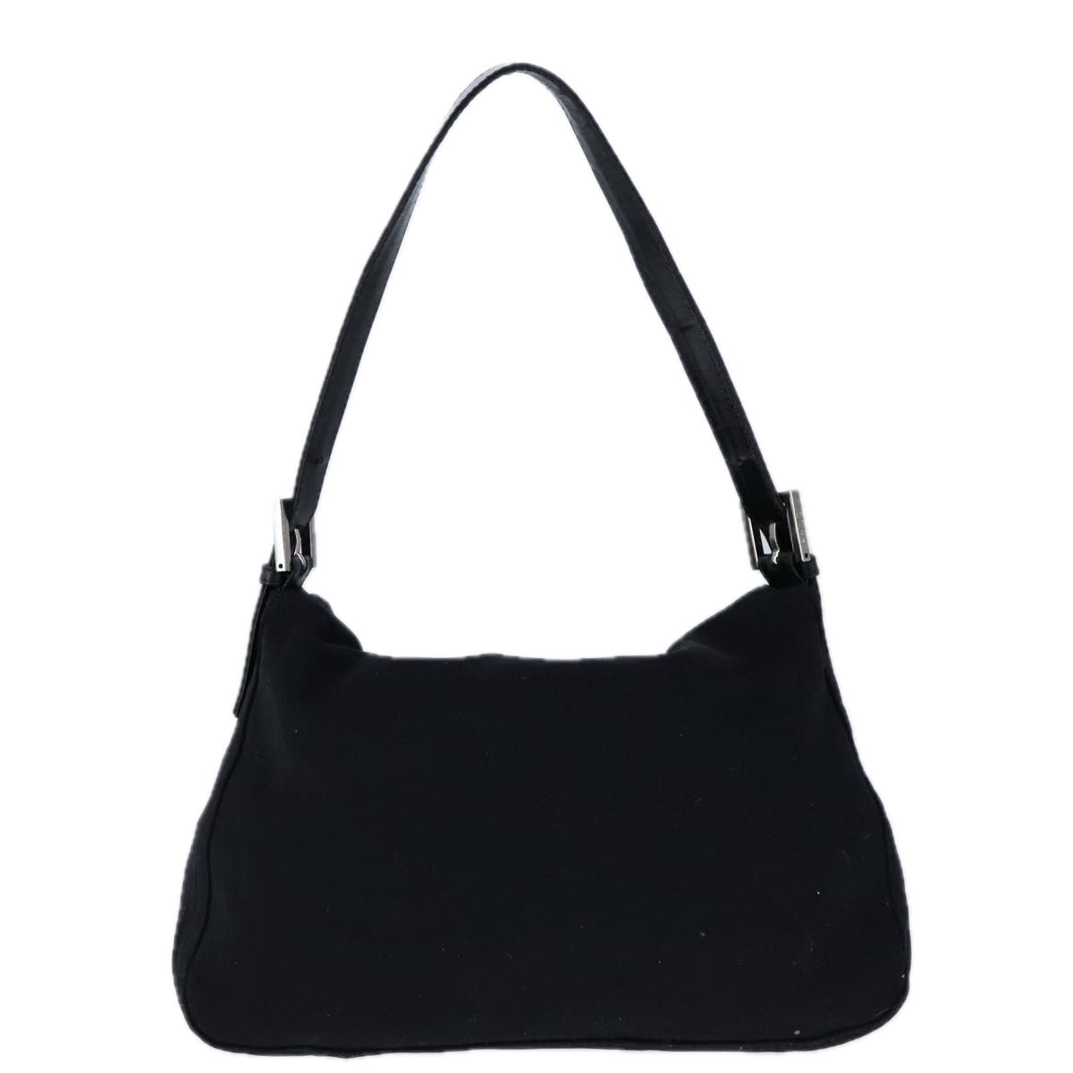 FENDI Mamma Baguette Shoulder Bag Nylon Leather Black Silverbs21311