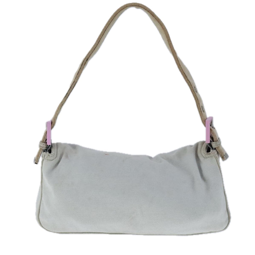 FENDI Mamma Baguette Shoulder Bag Nylon Gray Pinkbs21312