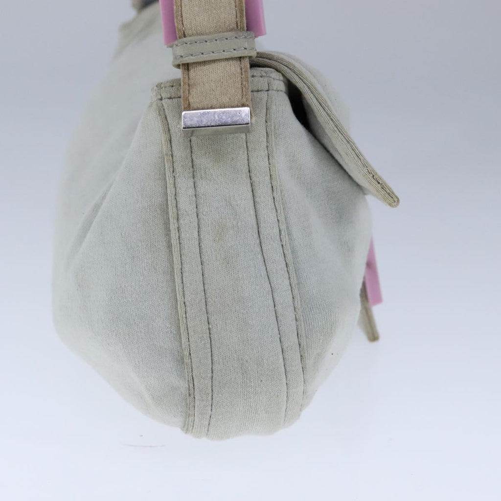 FENDI Mamma Baguette Shoulder Bag Nylon Gray Pinkbs21312
