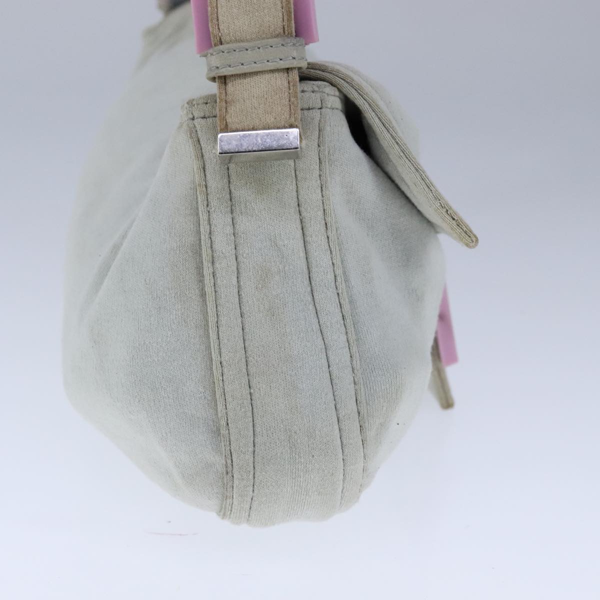 FENDI Mamma Baguette Shoulder Bag Nylon Gray Pinkbs21312