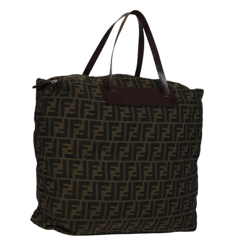 FENDI Zucca Canvas Tote Bag Brown Blackbs21515