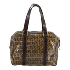 FENDI Zucchino Canvas Hand Bag Brown Goldbs21516