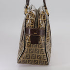 FENDI Zucchino Canvas Hand Bag Brown Goldbs21516