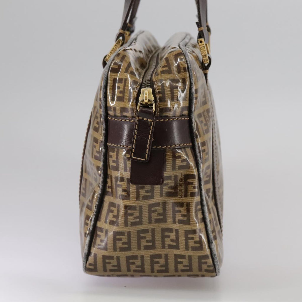 FENDI Zucchino Canvas Hand Bag Brown Goldbs21516