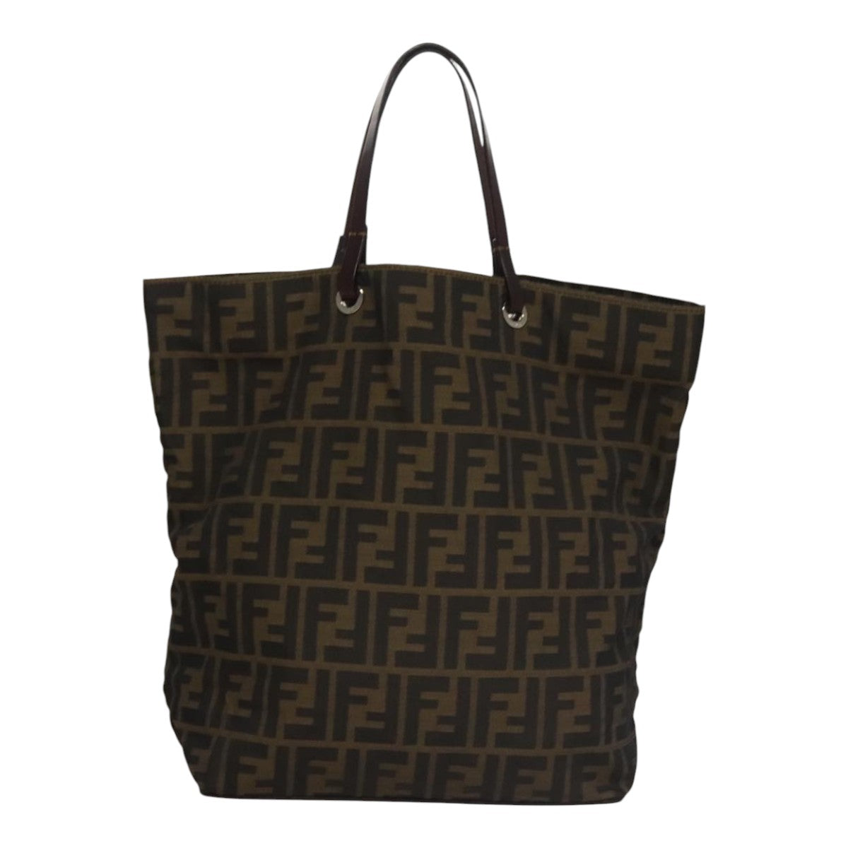 FENDI Zucca Canvas Tote Bag Brown Blackbs21579