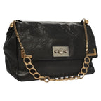 Chloe Chain Shoulder Bag Leather Black Gold bs21588