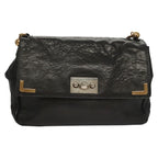 Chloe Chain Shoulder Bag Leather Black Gold bs21588