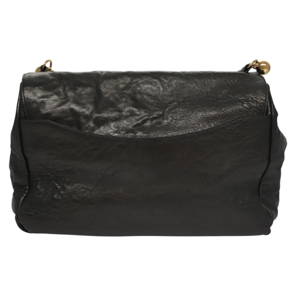 Chloe Chain Shoulder Bag Leather Black Gold bs21588