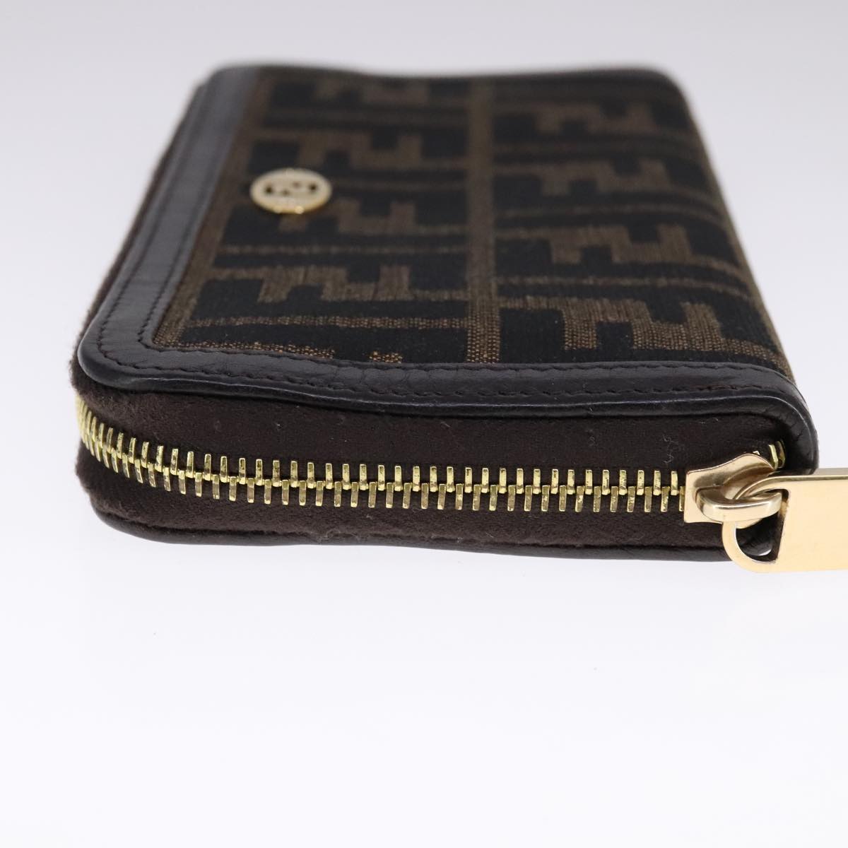 FENDI Zucca Canvas Long Wallet Black Brownbs21595