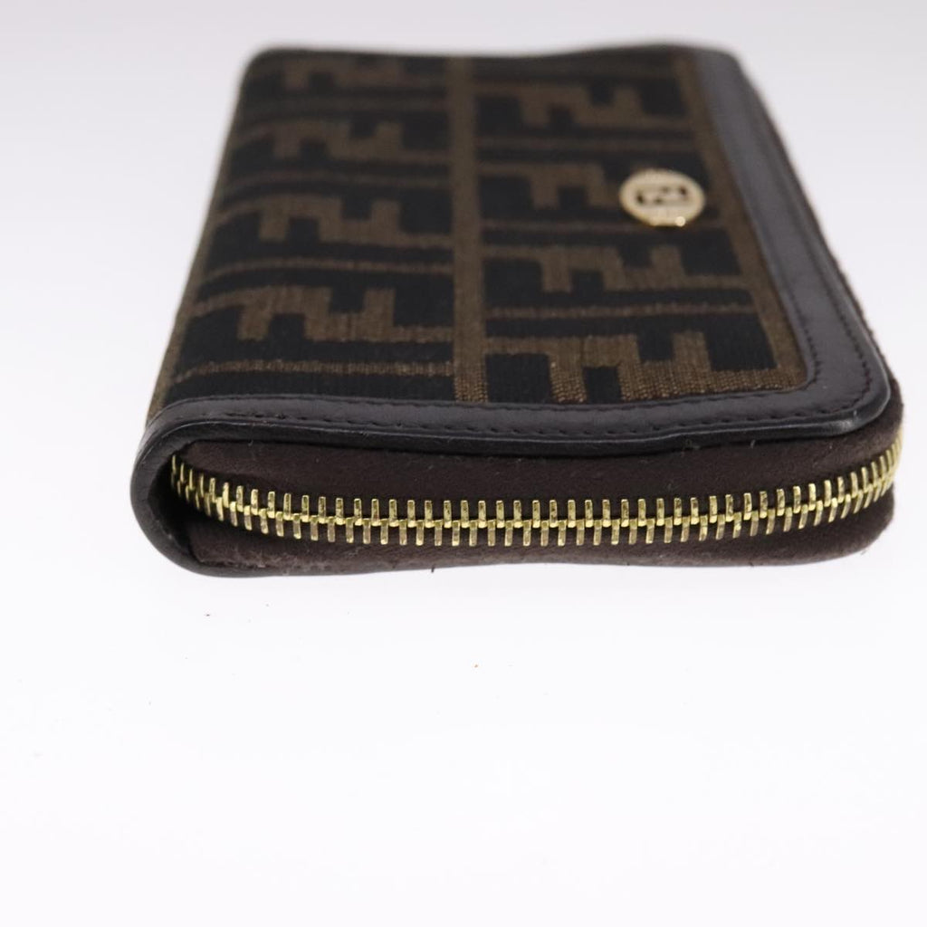 FENDI Zucca Canvas Long Wallet Black Brownbs21595
