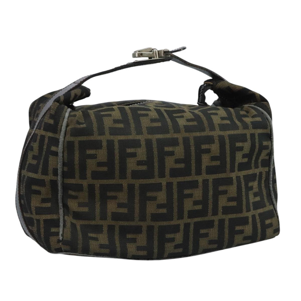 FENDI Zucca Canvas Hand Bag Brown Blackbs21598