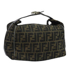 FENDI Zucca Canvas Hand Bag Brown Blackbs21598