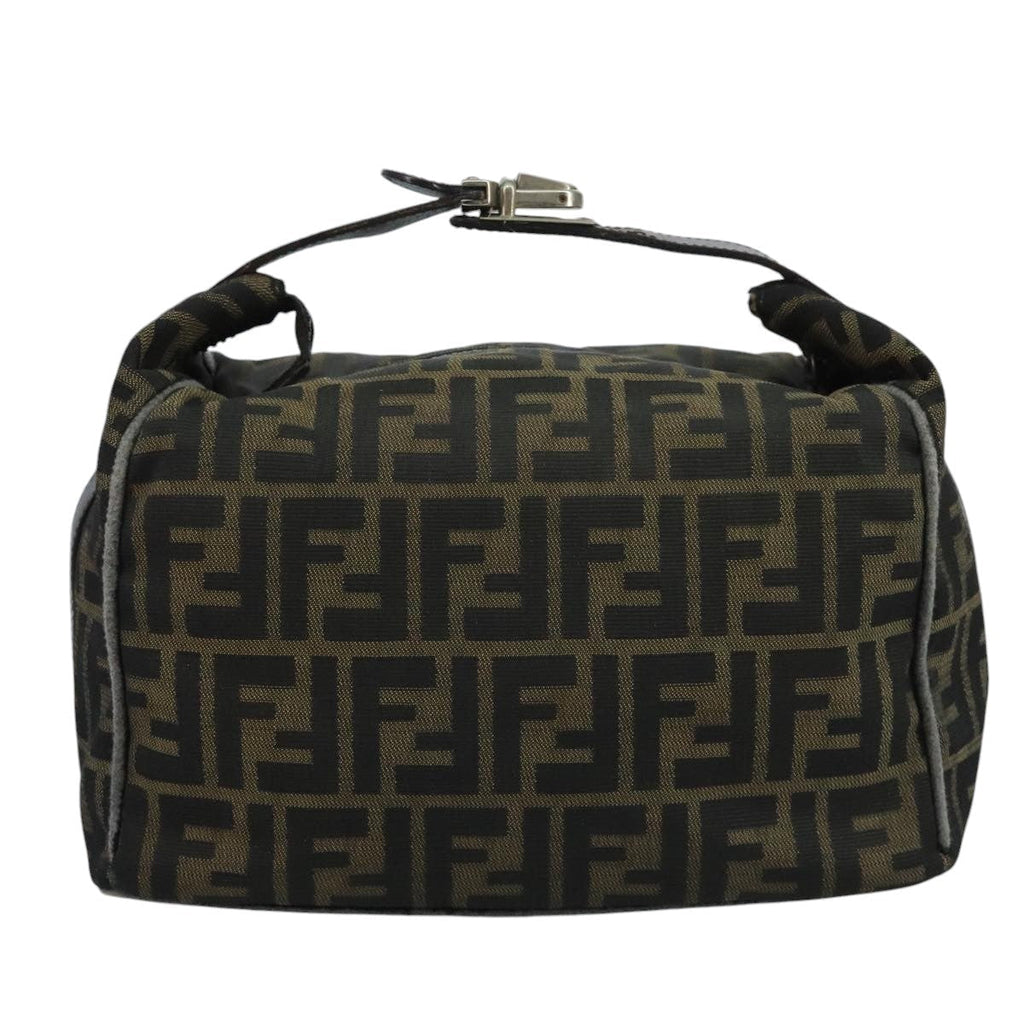 FENDI Zucca Canvas Hand Bag Brown Blackbs21598