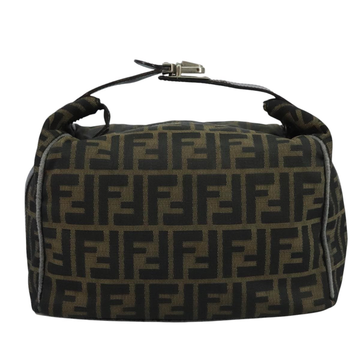 FENDI Zucca Canvas Hand Bag Brown Blackbs21598