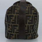 FENDI Zucca Canvas Hand Bag Brown Blackbs21598