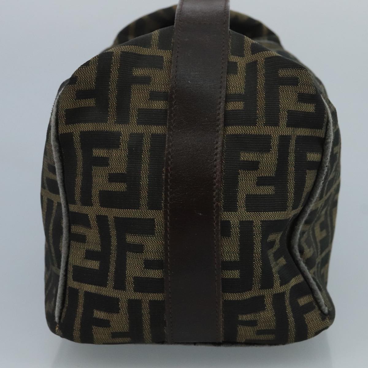 FENDI Zucca Canvas Hand Bag Brown Blackbs21598