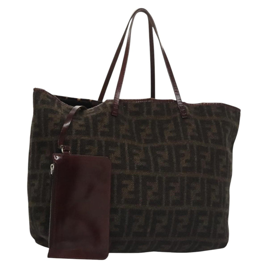 FENDI Zucca Canvas Tote Bag Brown Blackbs21636