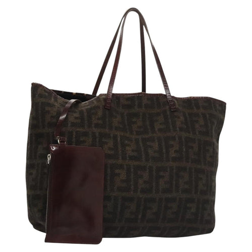 FENDI Zucca Canvas Tote Bag Brown Blackbs21636