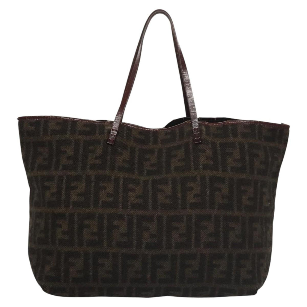 FENDI Zucca Canvas Tote Bag Brown Blackbs21636