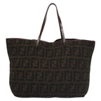 FENDI Zucca Canvas Tote Bag Brown Blackbs21636