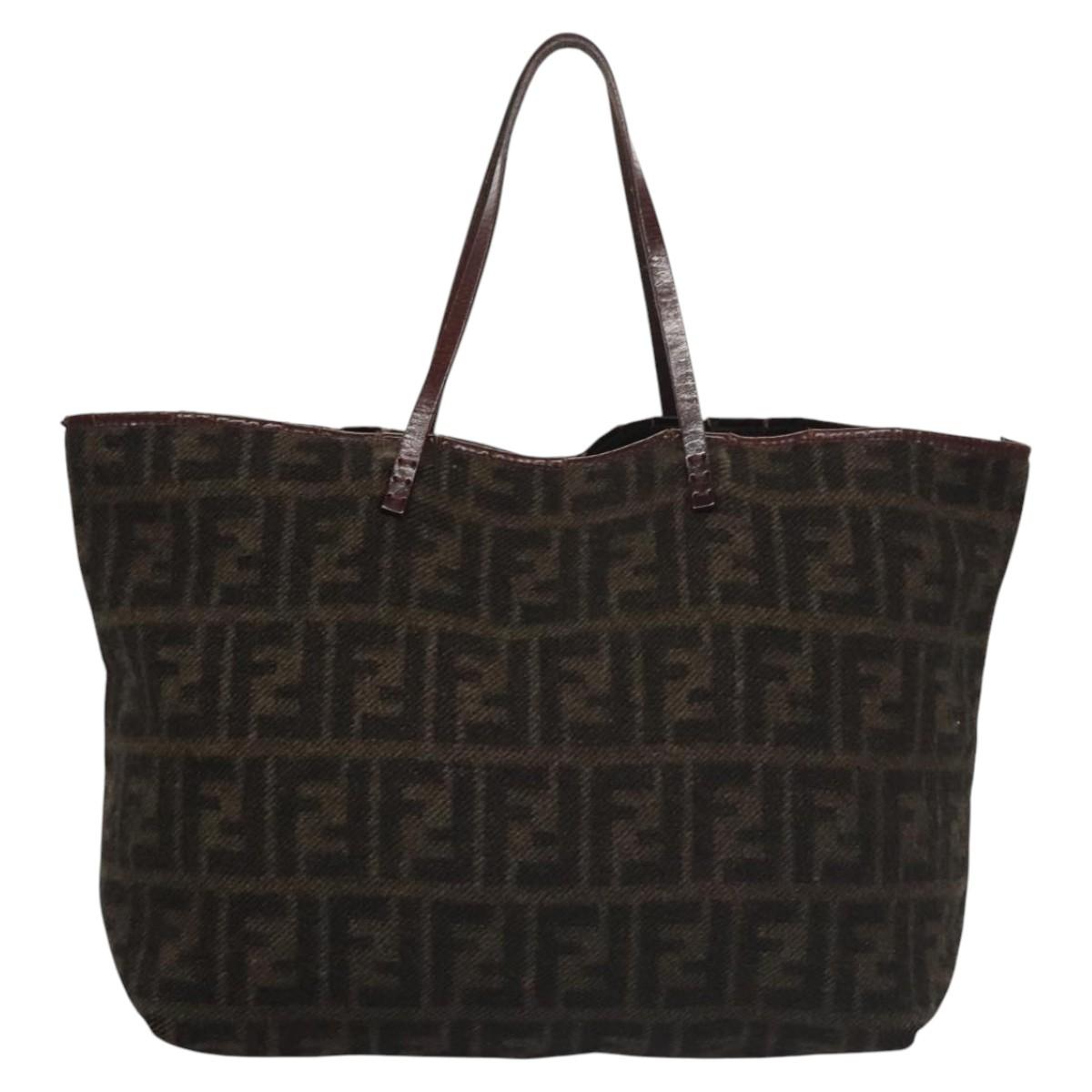 FENDI Zucca Canvas Tote Bag Brown Blackbs21636