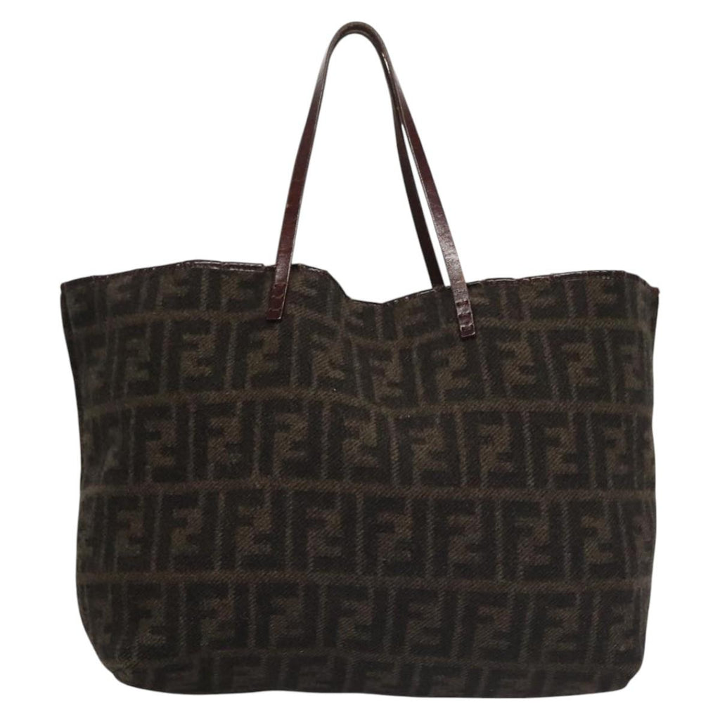 FENDI Zucca Canvas Tote Bag Brown Blackbs21636