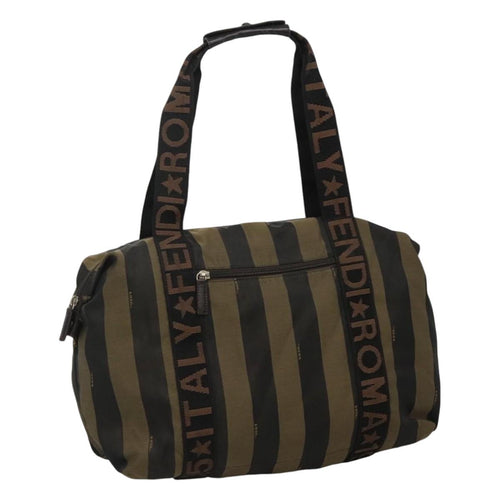 FENDI Pecan Canvas Tote Bag Brown Black goldbs21954