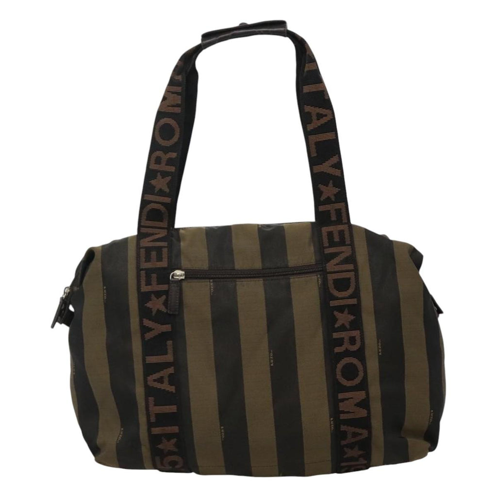 FENDI Pecan Canvas Tote Bag Brown Black goldbs21954
