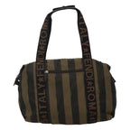 FENDI Pecan Canvas Tote Bag Brown Black goldbs21954