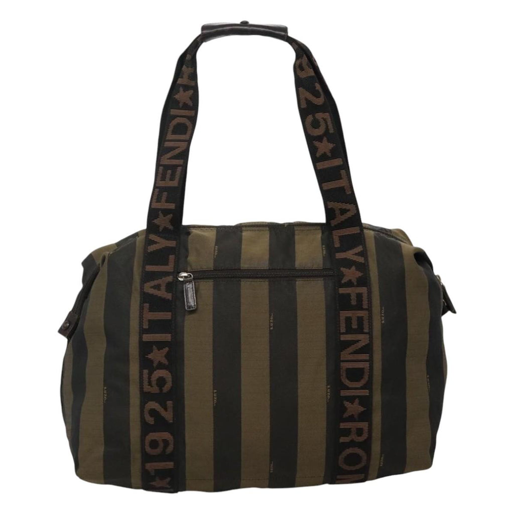 FENDI Pecan Canvas Tote Bag Brown Black goldbs21954