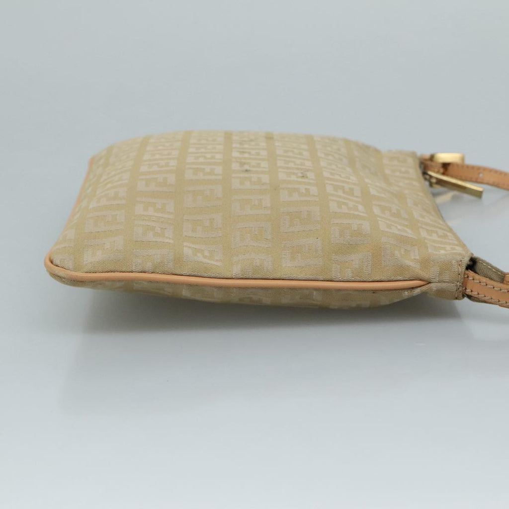 FENDI Zucchino Canvas Shoulder Bag Beige Goldbs21960