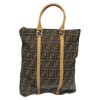 FENDI Zucca Canvas Tote Bag Brown Black goldbs22159