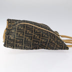 FENDI Zucca Canvas Tote Bag Brown Black goldbs22159