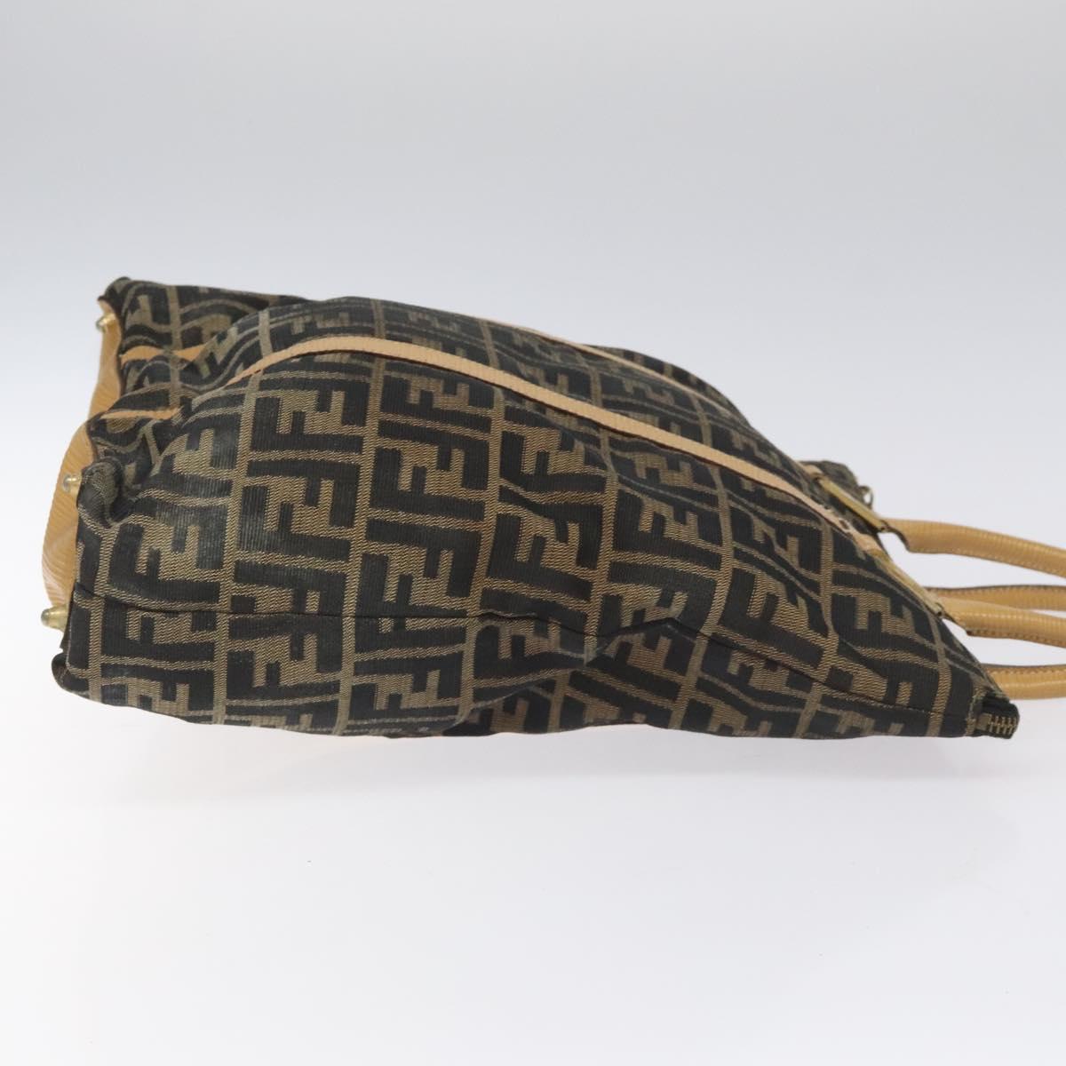 FENDI Zucca Canvas Tote Bag Brown Black goldbs22159