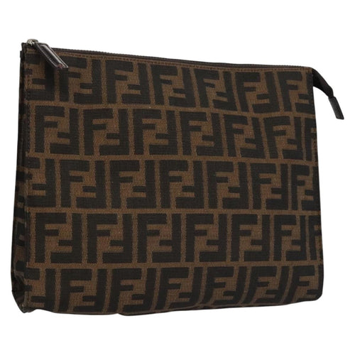 FENDI Zucca Canvas Clutch Bag Brownbs22209