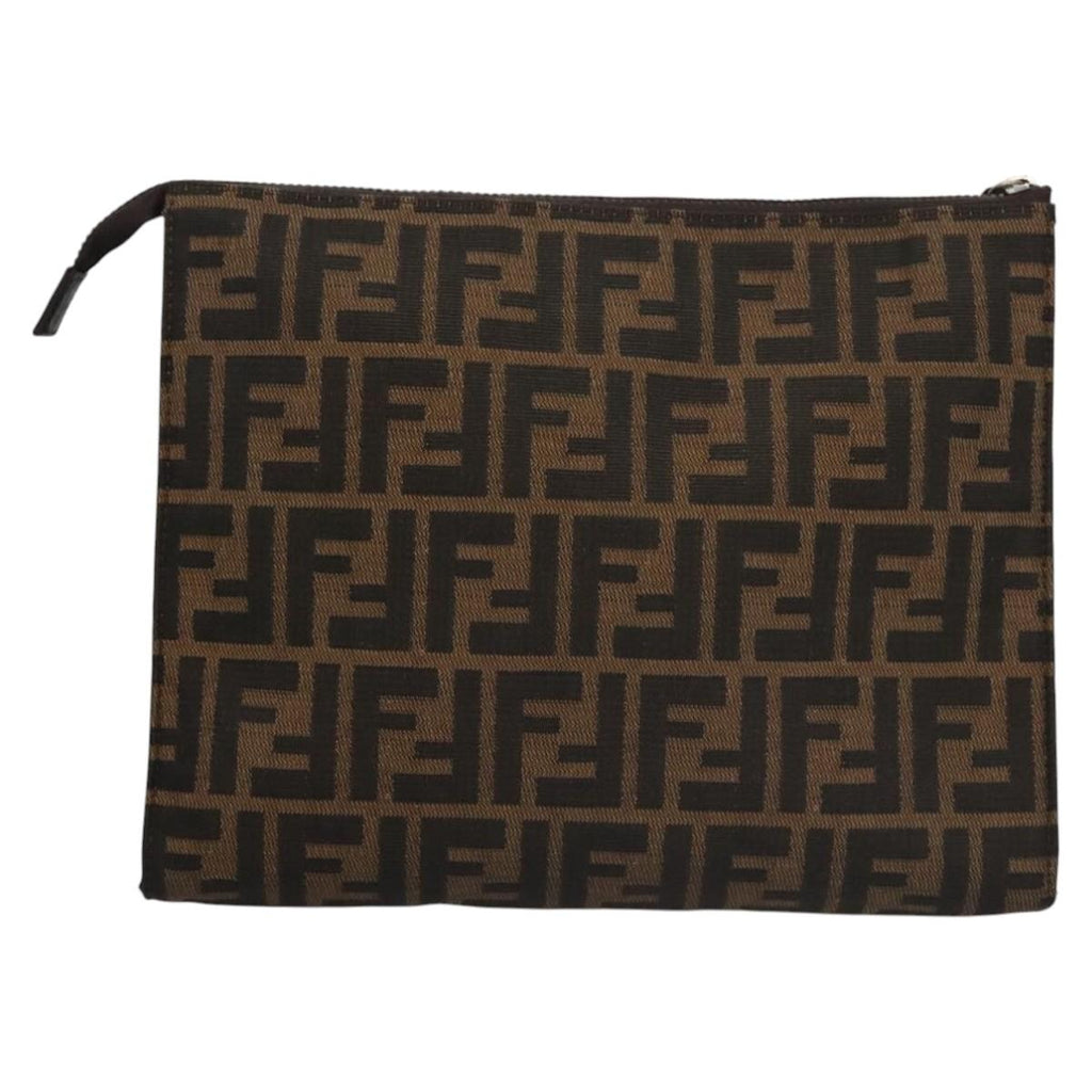 FENDI Zucca Canvas Clutch Bag Brownbs22209