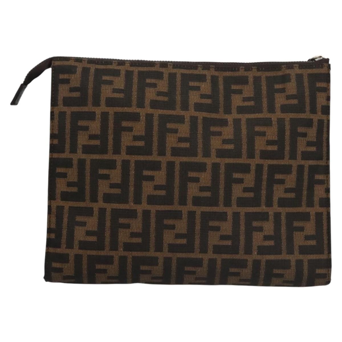 FENDI Zucca Canvas Clutch Bag Brownbs22209