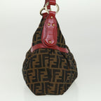 FENDI Zucca Canvas Shoulder Bag Brown Blackbs2858